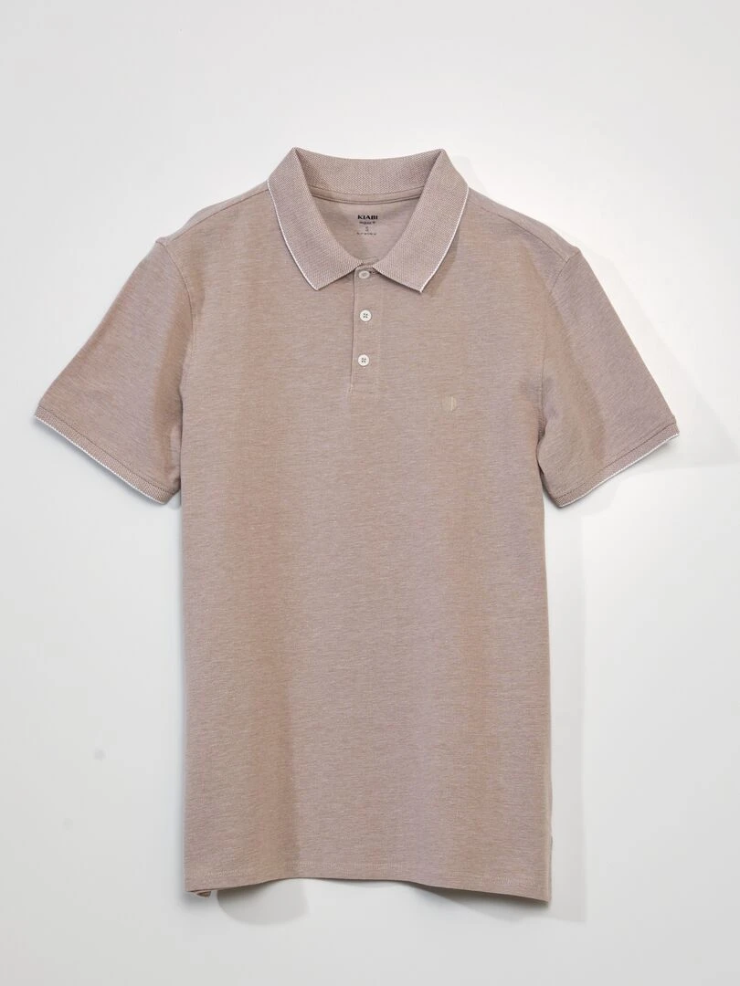 Polo en piqué de coton Beige