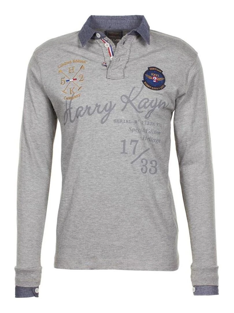 Polo manches longues homme CAZBI HARRY KAYN Gris