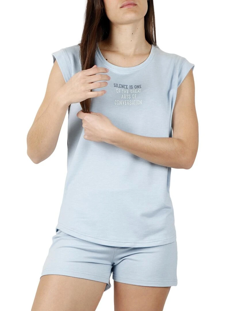 Pyjama short t shirt The Silence Bleu