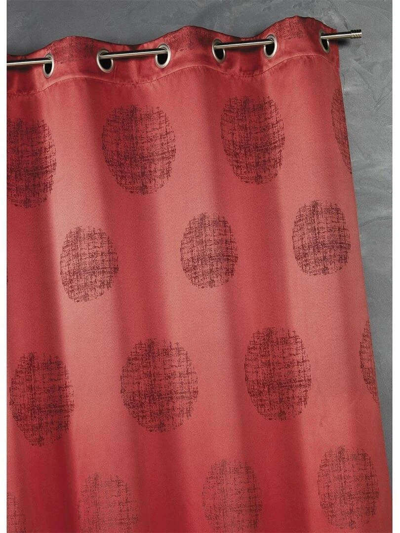 Rideau jacquard imprimé rond chiné Rouge brique