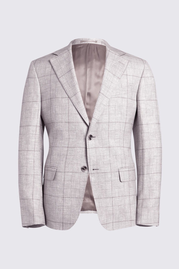 Italian Tailored Fit Taupe Check Jacket   Buy Online at Moss