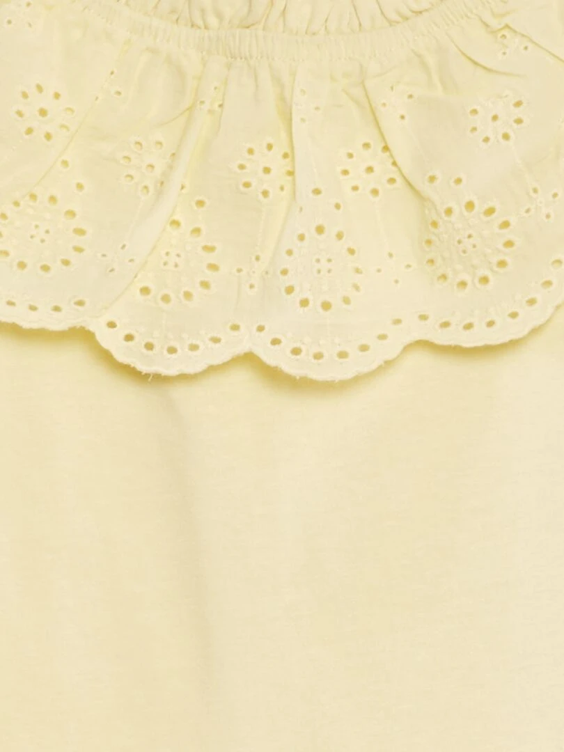 T shirt sans manches avec col brodé   Jaune