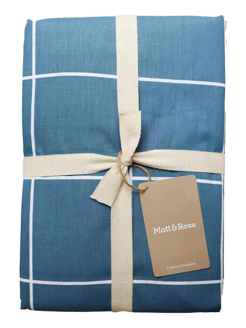 Parure de lit imprimée 100% coton CHECKS Bleu outremer