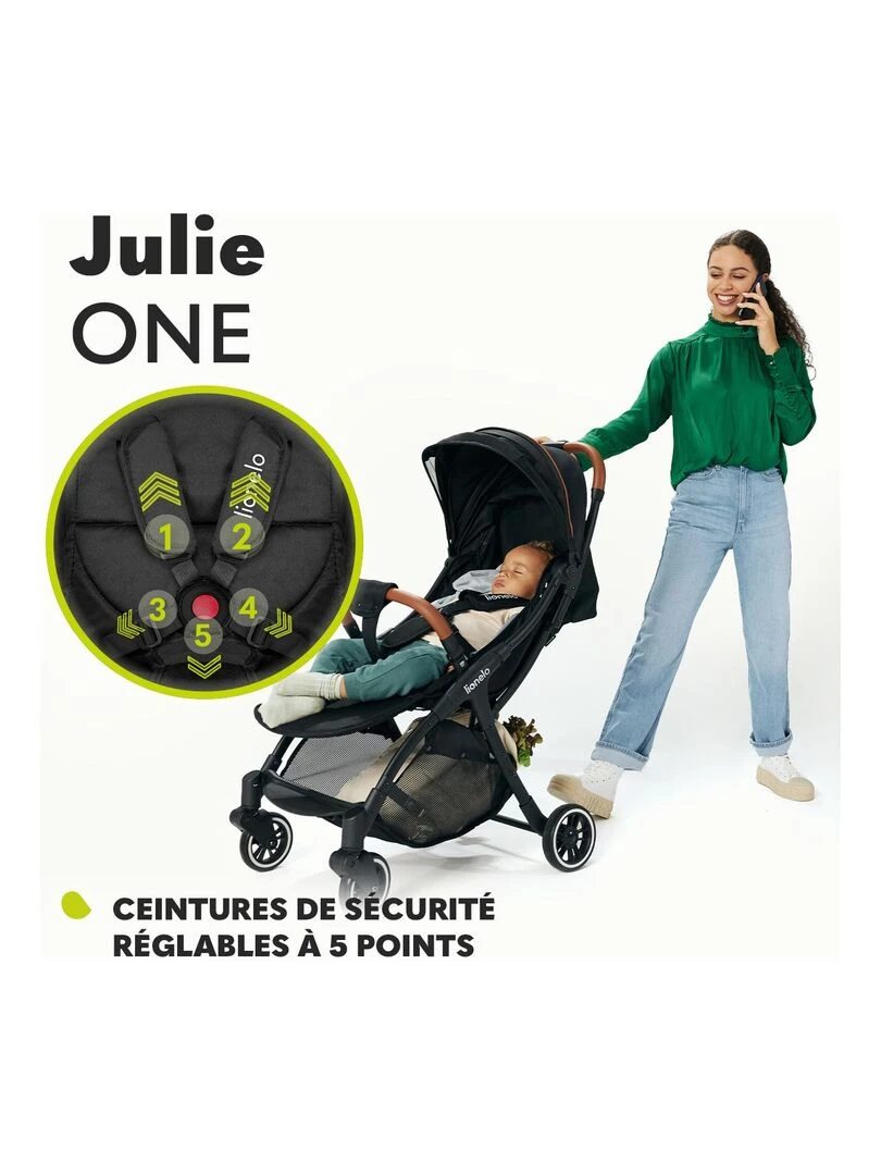 LIONELO Julie One   Poussette canne   Jusqu'à 22 Kg   Légère & pliable   Accessoires   Vert   Noir Vert Noir