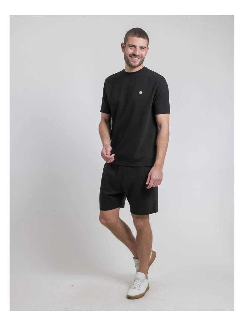 T shirt col rond pur coton oversize NEWAX   Noir