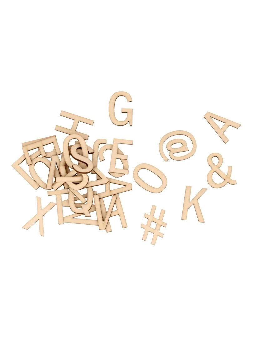 Alphabet et symboles en bois   N/A