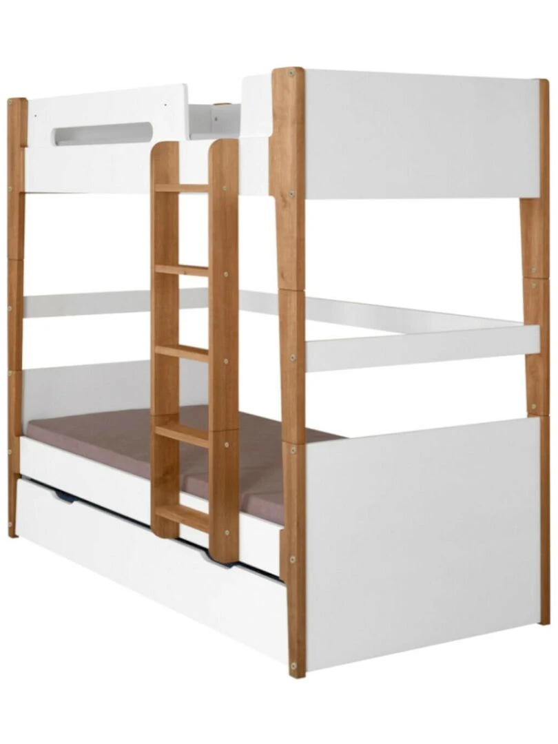 Lit superposé modulable gigogne Romy AKITEN RETAIL Blanc Marron