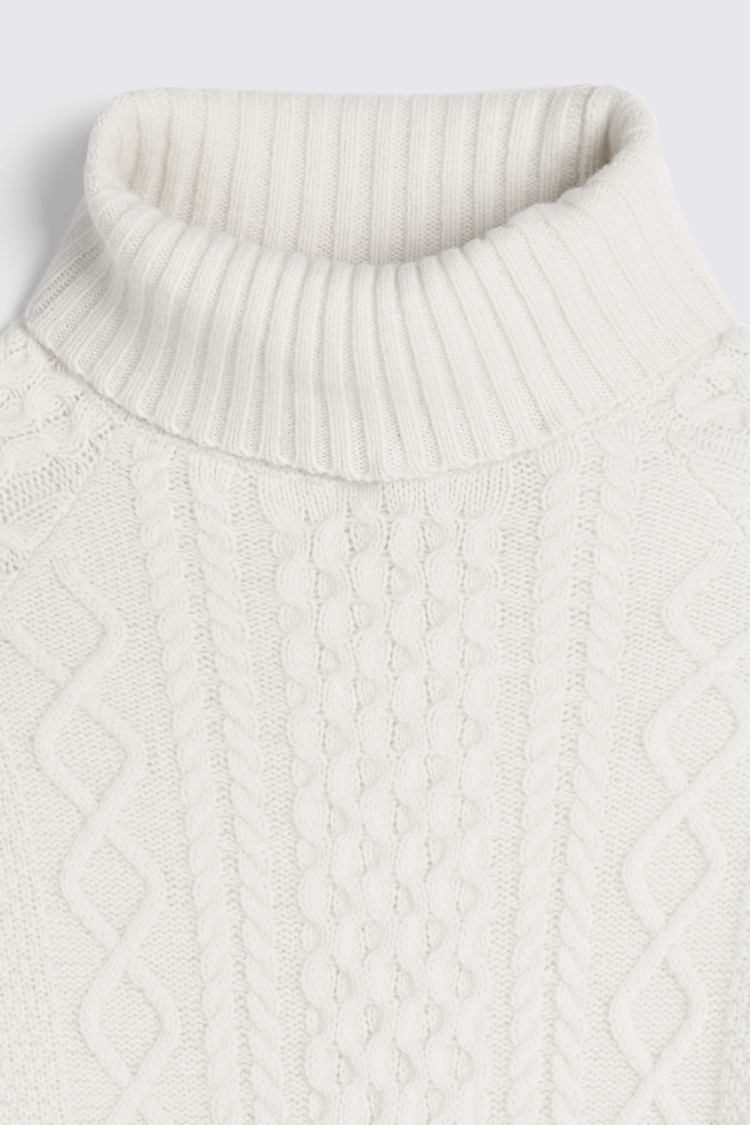 Ecru Chunky Cable Roll-Neck Jumper   Buy Online at Moss