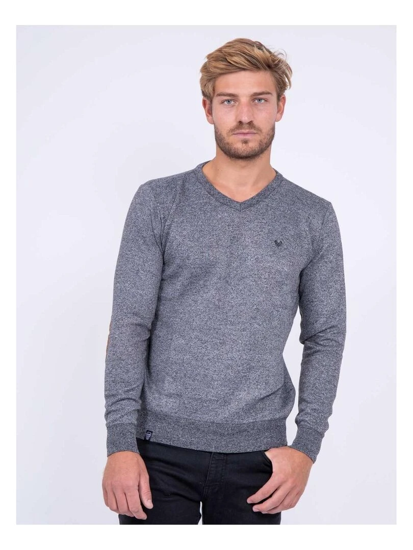 Pull col V LAMBOISE Gris foncé