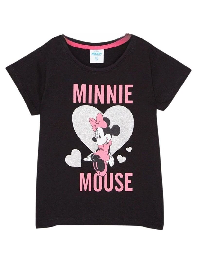 Disney T shirt fille imprimé Minnie en coton Noir