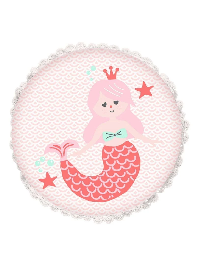Future Home Coussin coton rose avec sirène 30cm Rose