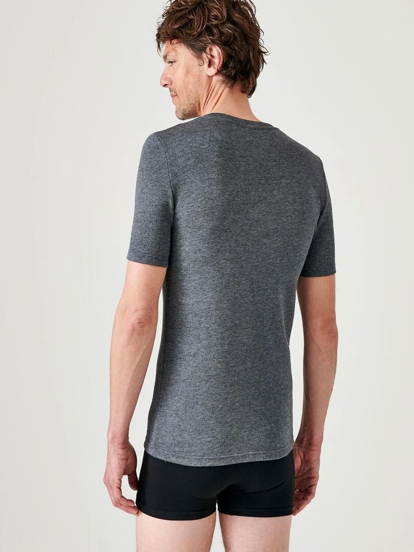 T shirt double face col V Thermolactyl   Damart   Gris