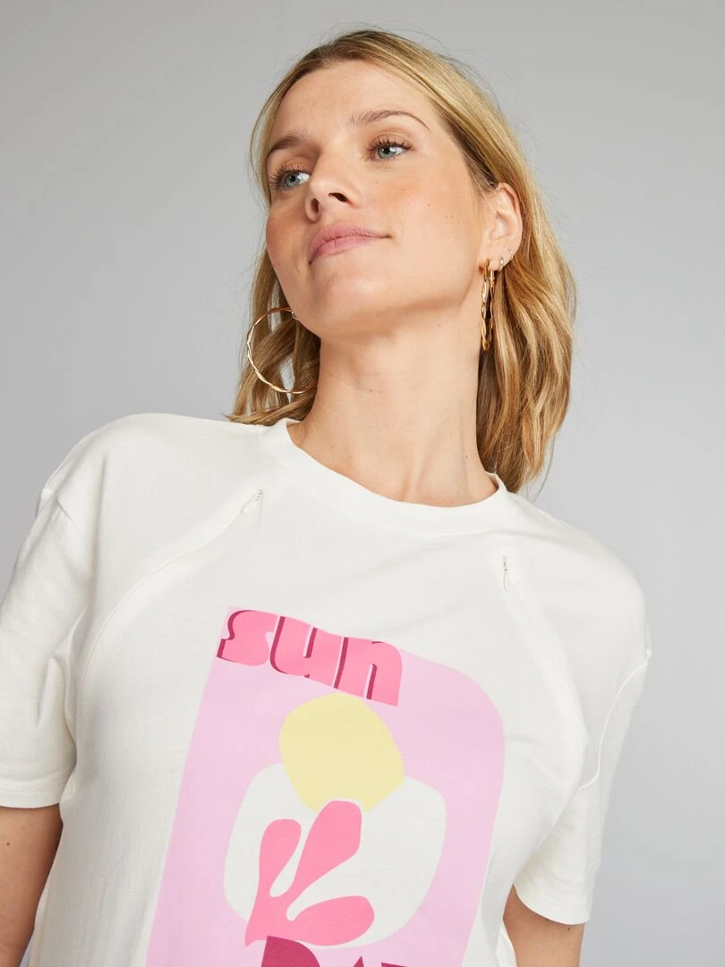 T shirt d'allaitement à ouvertures Blanc