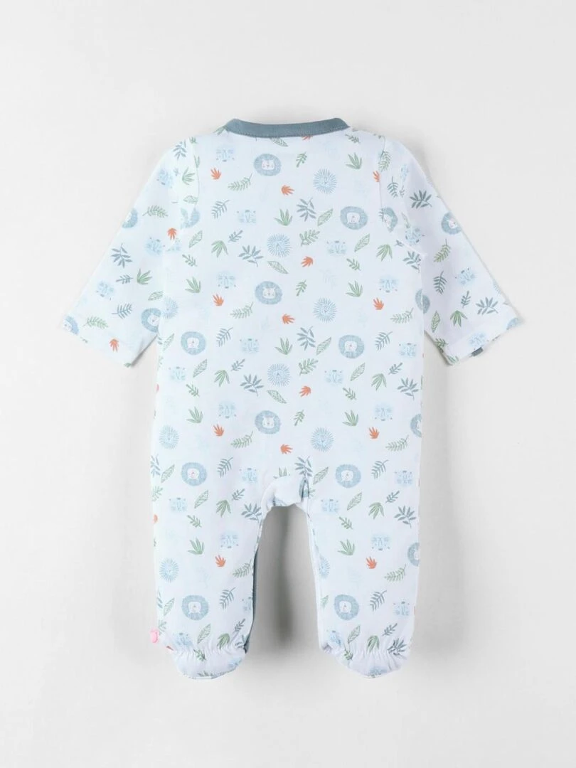 Pyjama 1 pièce imprimé animalier en jersey écru/bleu clair Noukie's Bleu