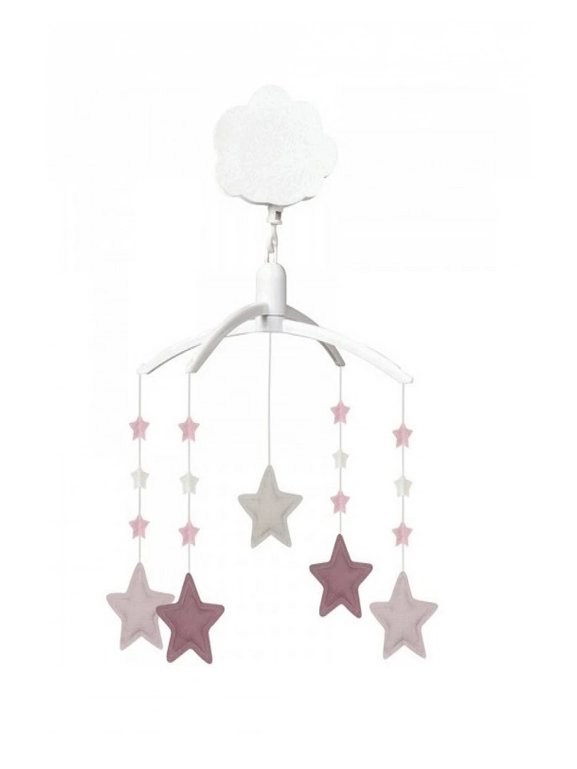 Mobile Musical En Coton Bio Étoile Rose Rose