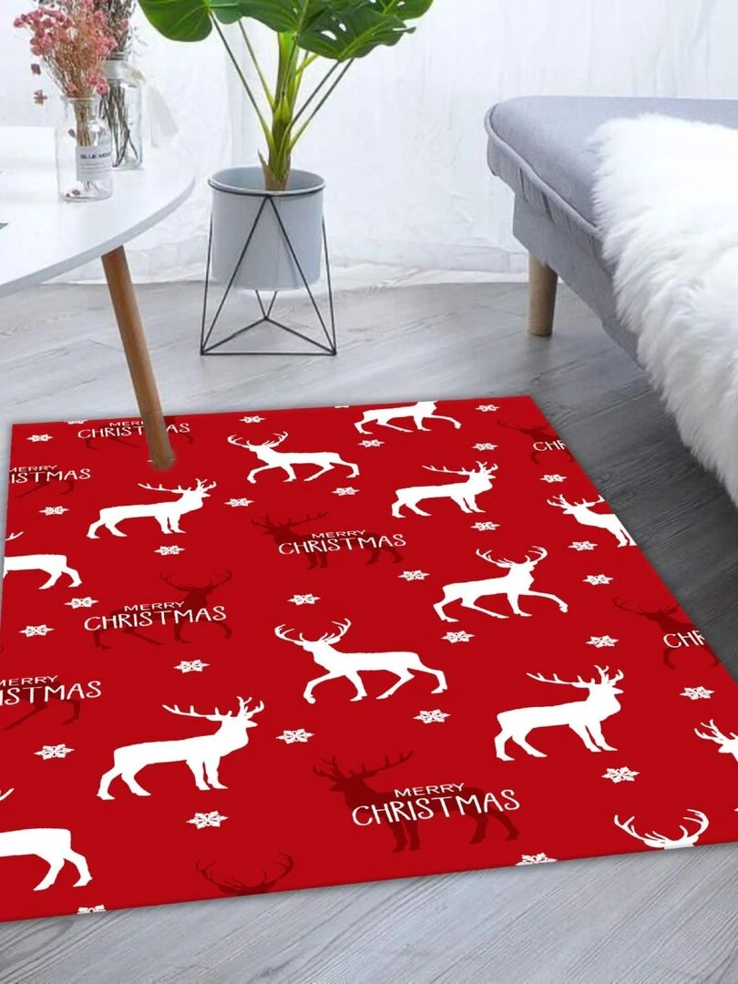 Tapis de Noel Renne Rouge Rouge