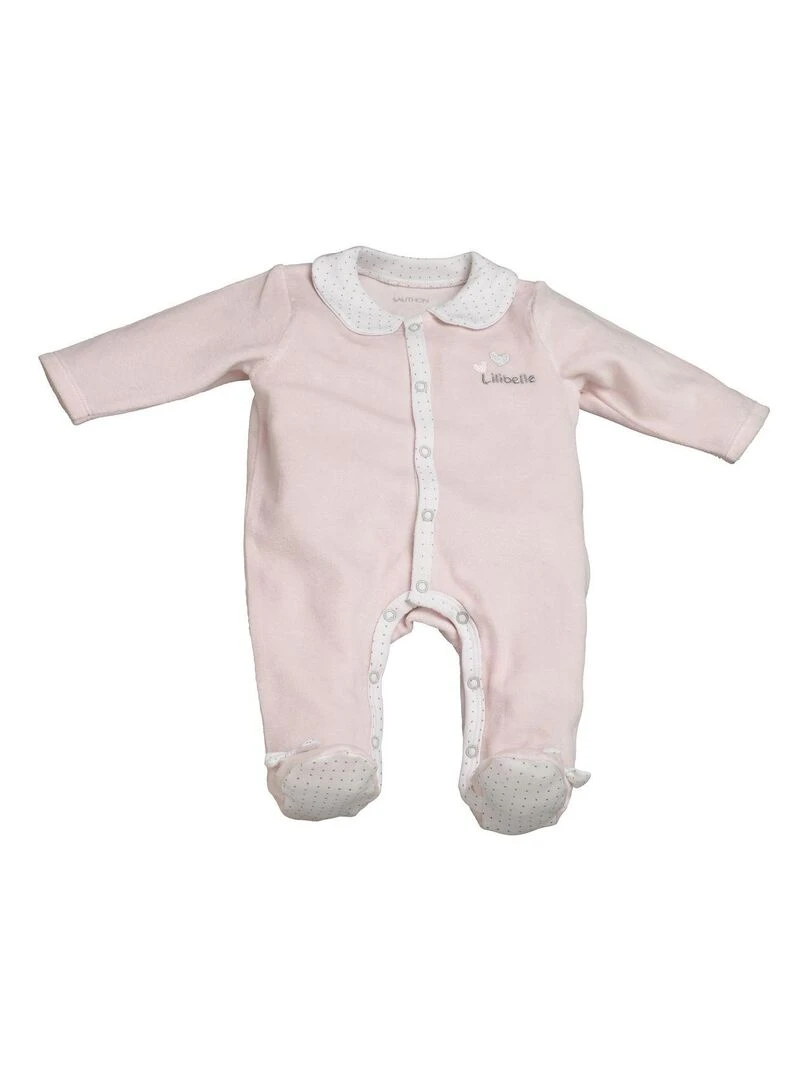 Pyjama bébé à manches longues en velours SAUTHON Rose