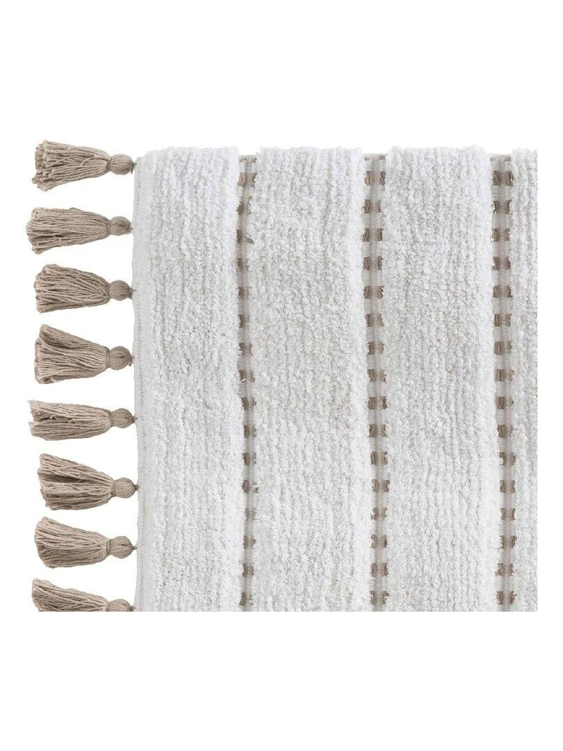 Tapis de bain à pompons Taupe
