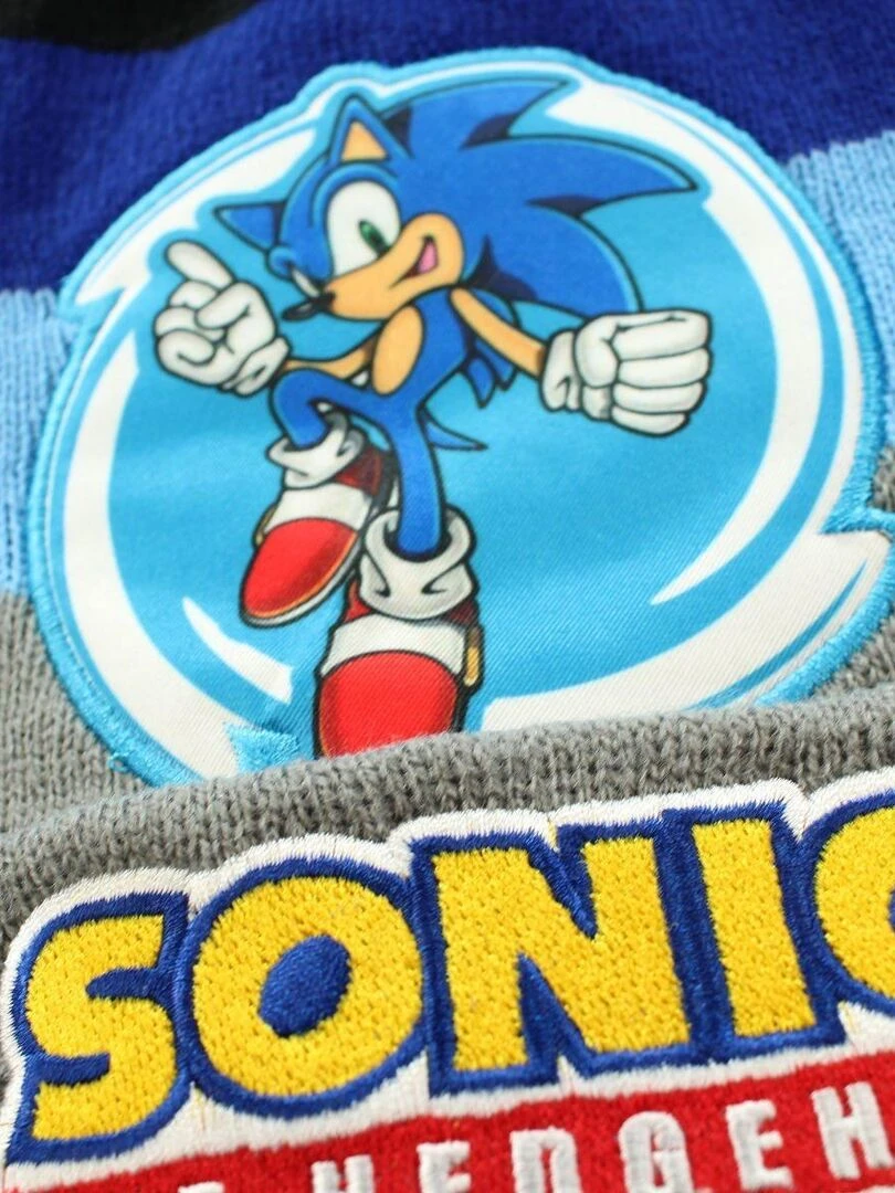 Sonic   Bonnet garçon imprimé Sonic   Gris
