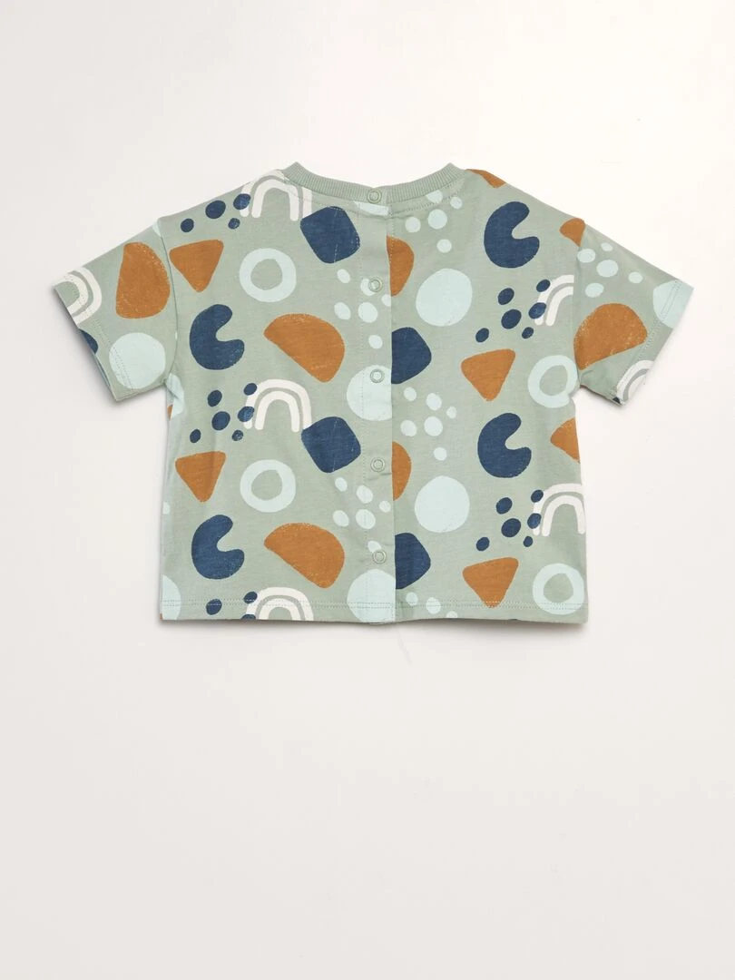 Ensemble t shirt + short en french terry   2 pièces   Bleu