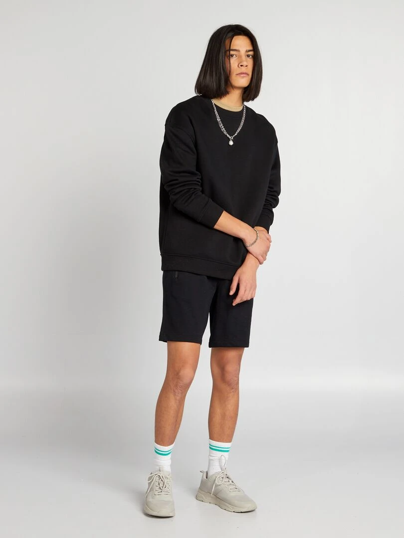 Sweat uni col rond noir