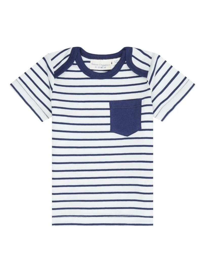 T shirt Bébé Rayé Bleu Marine en Coton Bio Bleu marine