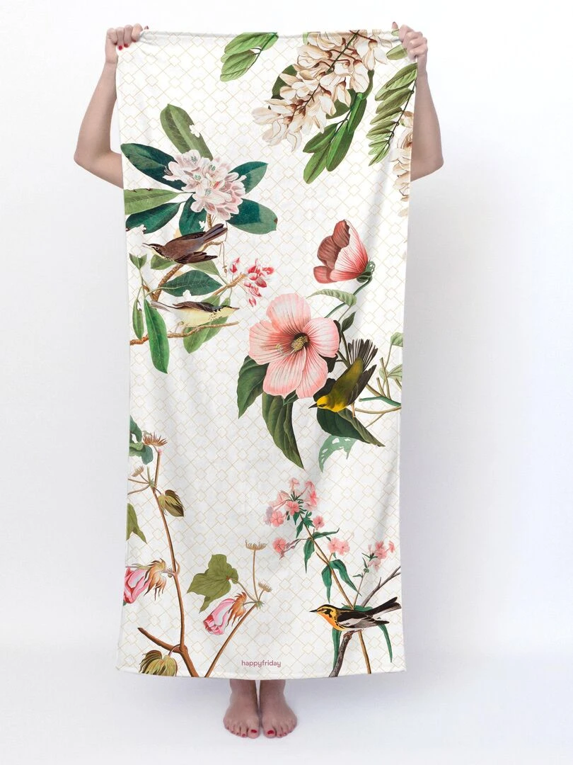 Serviette Blooming "Happyfriday" Blanc