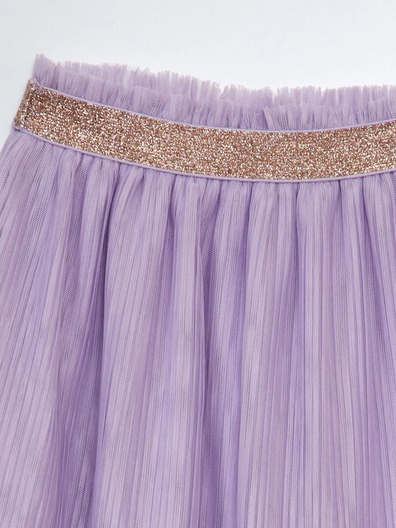 Jupe en tulle plissé et ceinture pailletée Violet