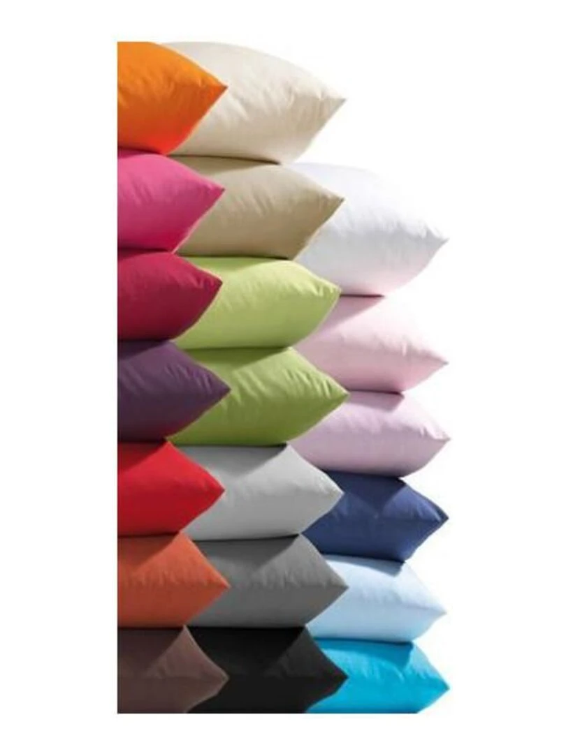 Lot De 2 Taies D'oreiller Choco 63x63 cm Volant Plat Piqué / 100% Coton / 57 Fils/cm² Marron chocolat