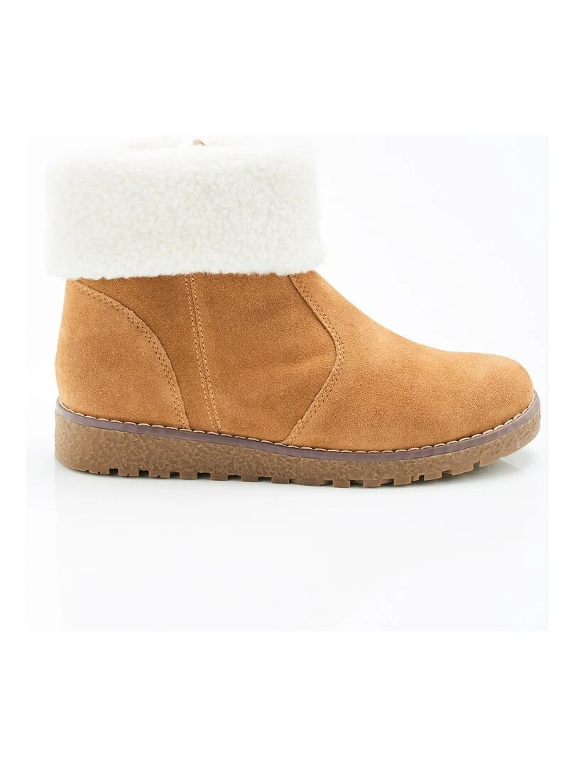 Boots fourrées  à porter col relevé ou retourné Thermolactyl   Damart   Marron