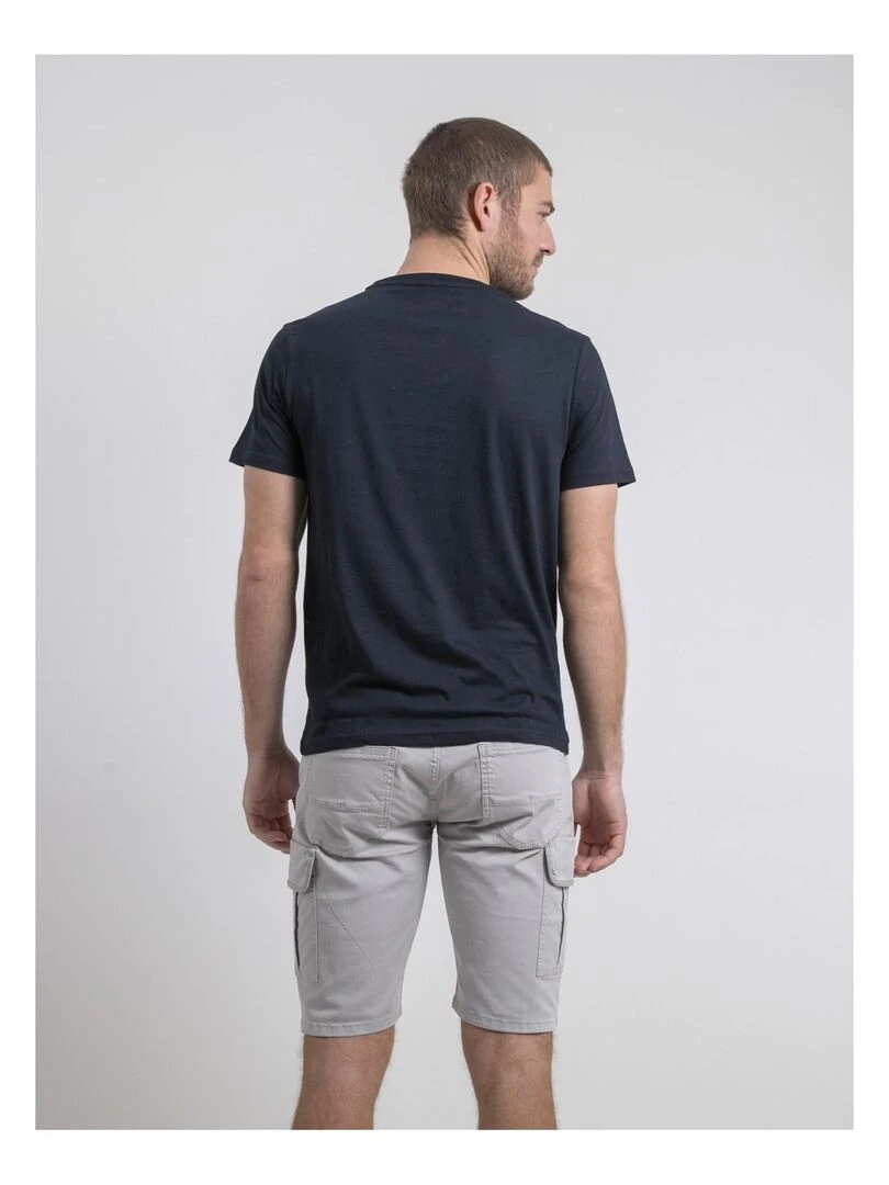 T shirt col rond pur coton NAMATOU   Bleu marine