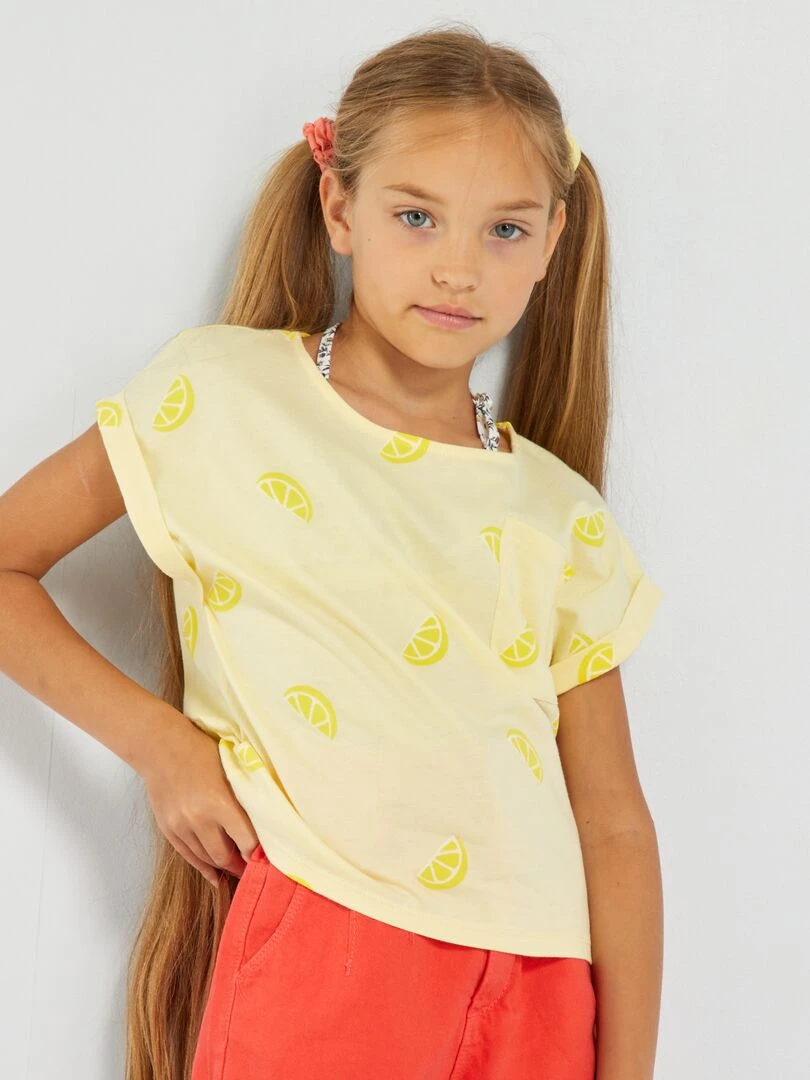 T shirt en jersey avec imprimé   Jaune