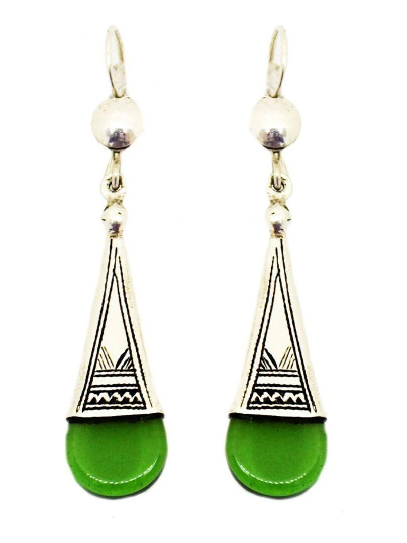 Boucles d'oreilles touareg verre vert Vert