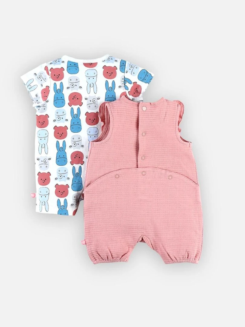 Set de 2 combishorts en coton Noukie's Rose