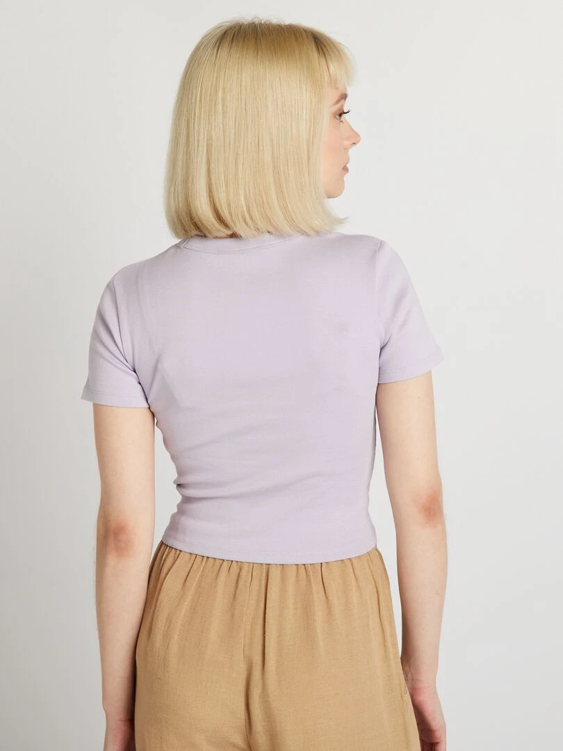 T shirt cropped manches courtes   Lila