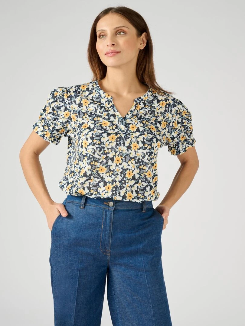 Tee shirt en maille crêpe Damart Bleu marine