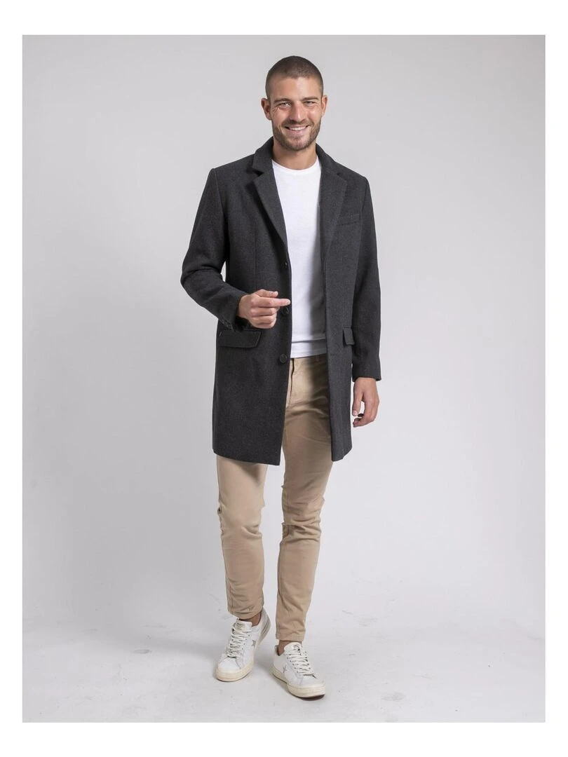 Manteau caban mi long ZACOT   Gris foncé