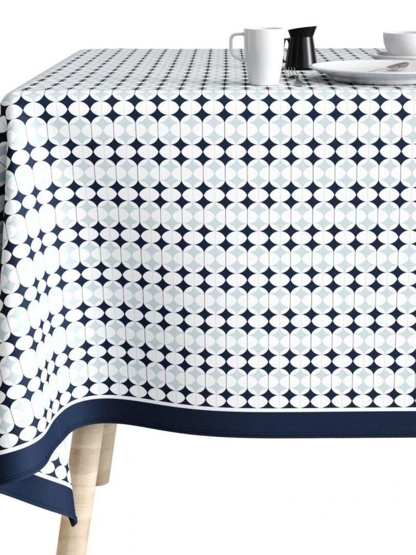 Nappe rectangulaire anti tache en Coton   Verana   Bleu
