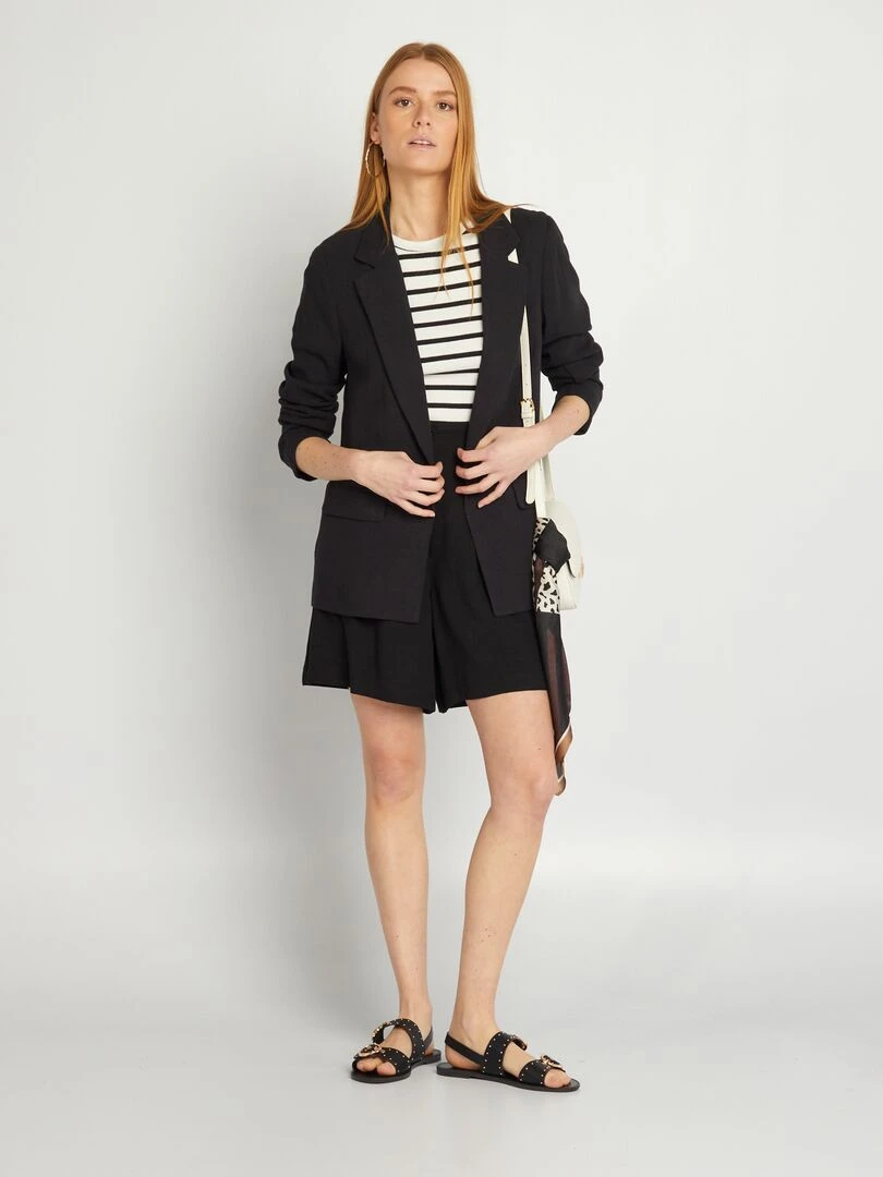 Short de tailleur en lin noir