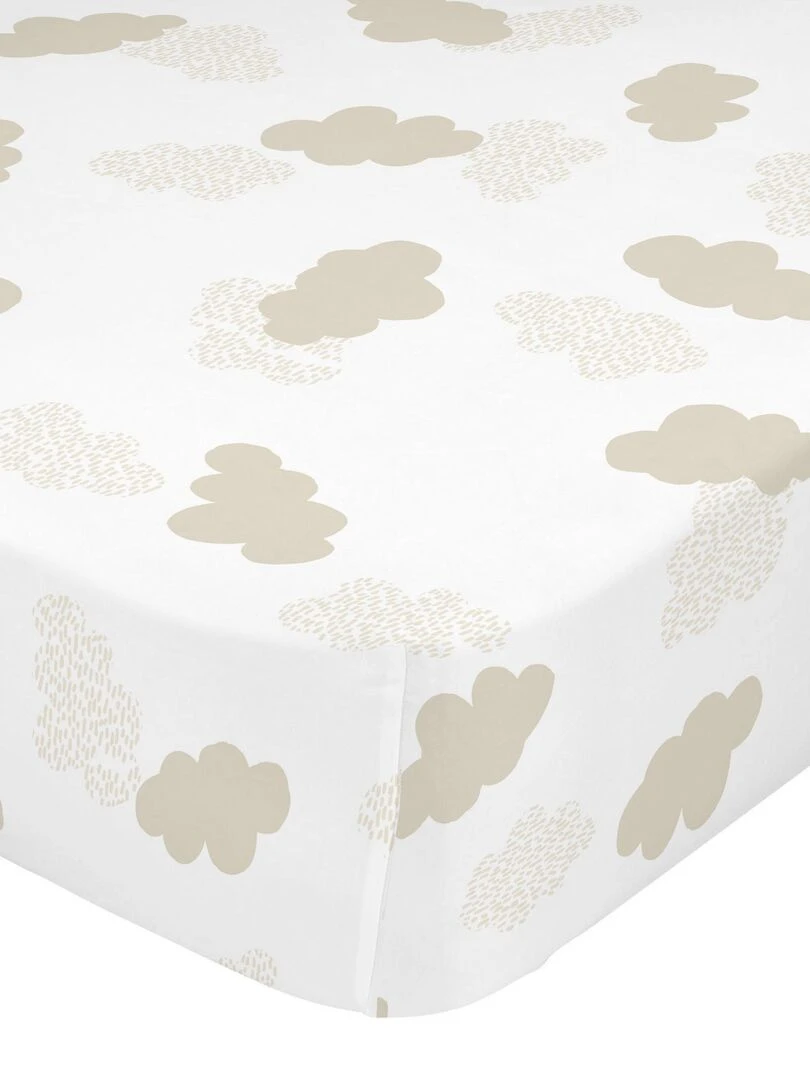 Drap housse Clouds "Happyfriday" Beige