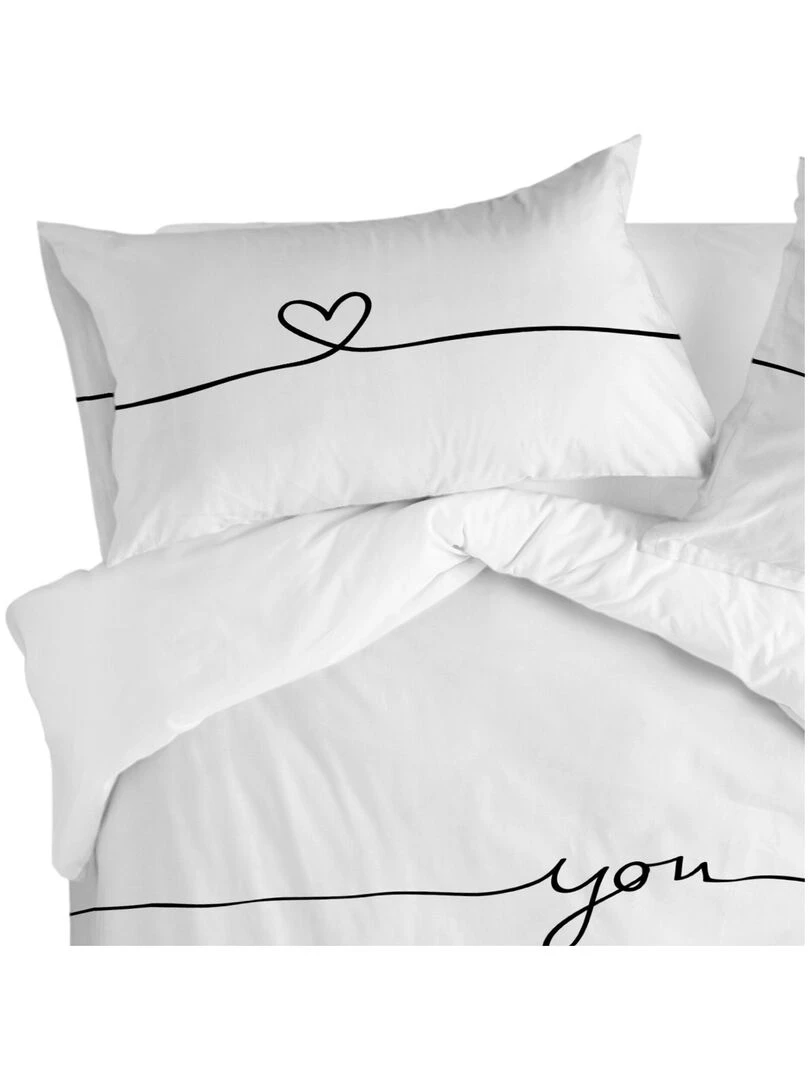 Taie d'oreiller My love "Happyfriday"   Blanc