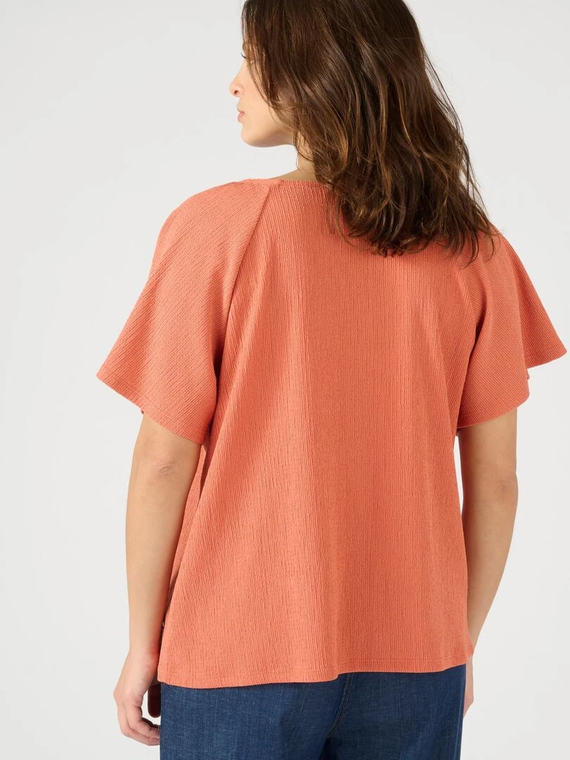 Tee shirt maille souple texturée   Damart   Abricot