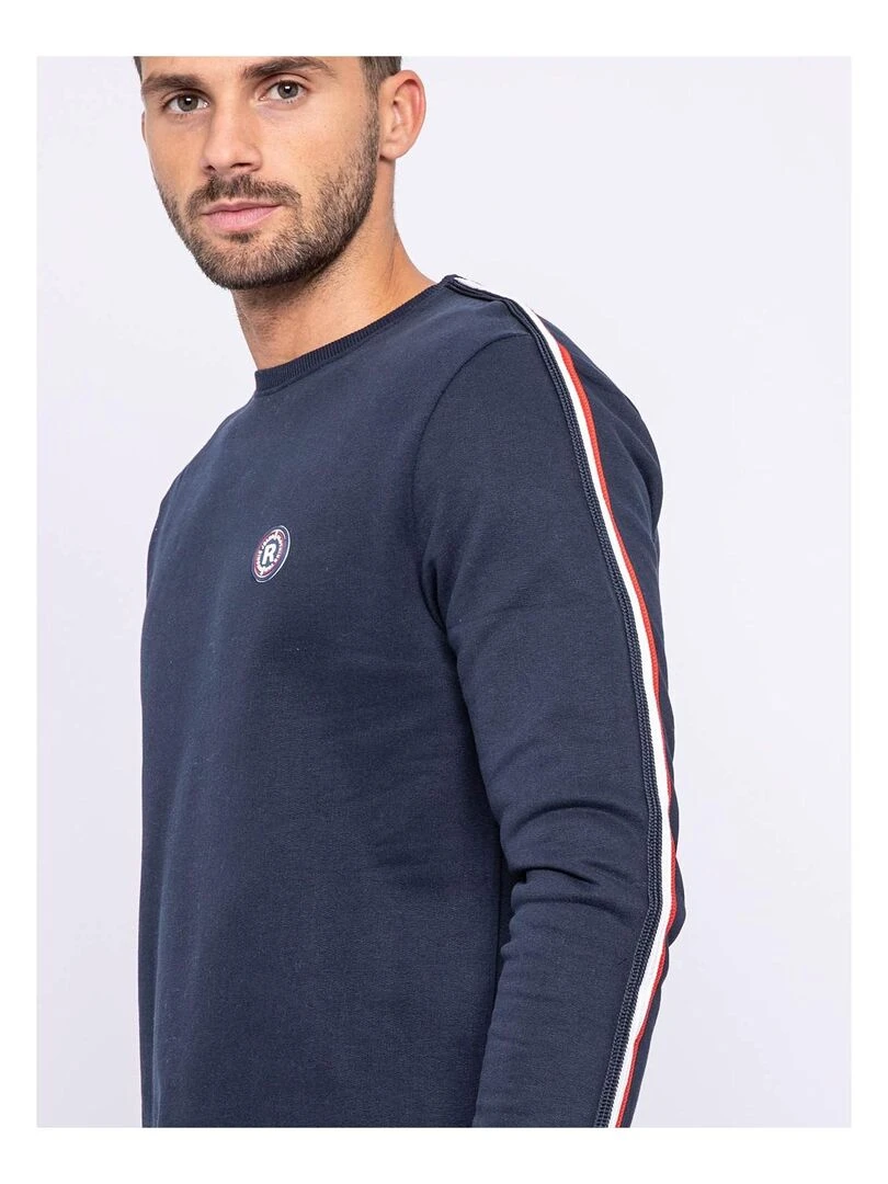 Sweat col rond pur coton WIMOLO   Bleu marine