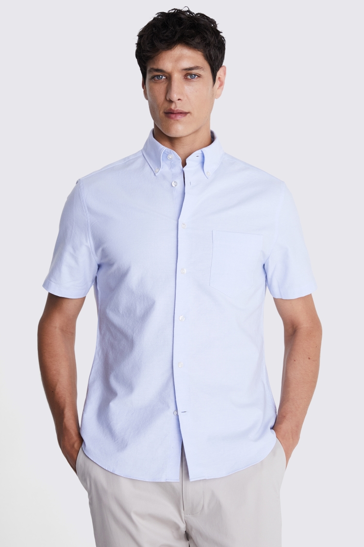 Sky Short Sleeve Washed Oxford Shirt Buy Online at Moss