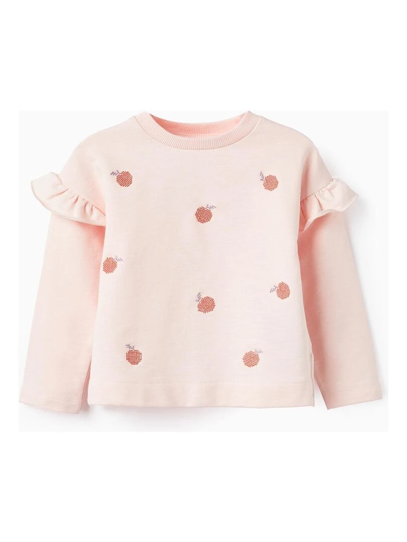 Sweat en Coton avec Volants pour Fille 'Peach' SICILIAN DAYS Rose clair