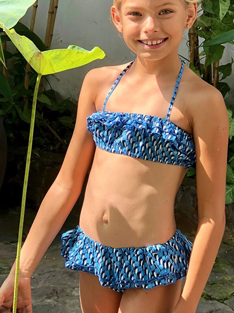 Maillot de Bain 2 Pièces Fille Pingouins Roi SWAN 'LA FAUTE A VOLTAIRE' Bleu