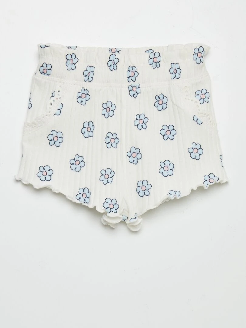 Ensemble débardeur + short côtelé   2 pièces   Blanc
