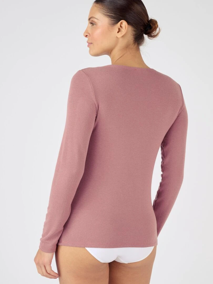 Tee shirt manches longues Thermolactyl Sensitive  biais fils brillants   Damart   Mauve