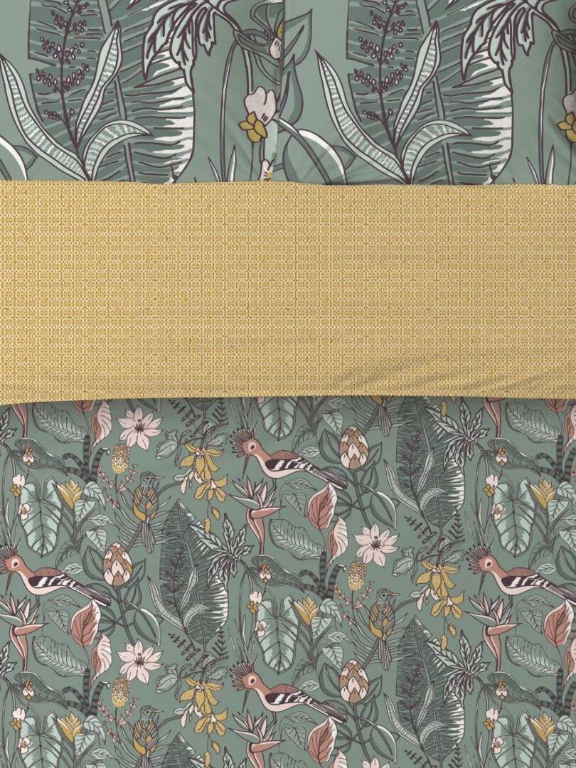 Housse de couette + 2 taies d'oreiller  coton 57 fils  Hupia   Vert