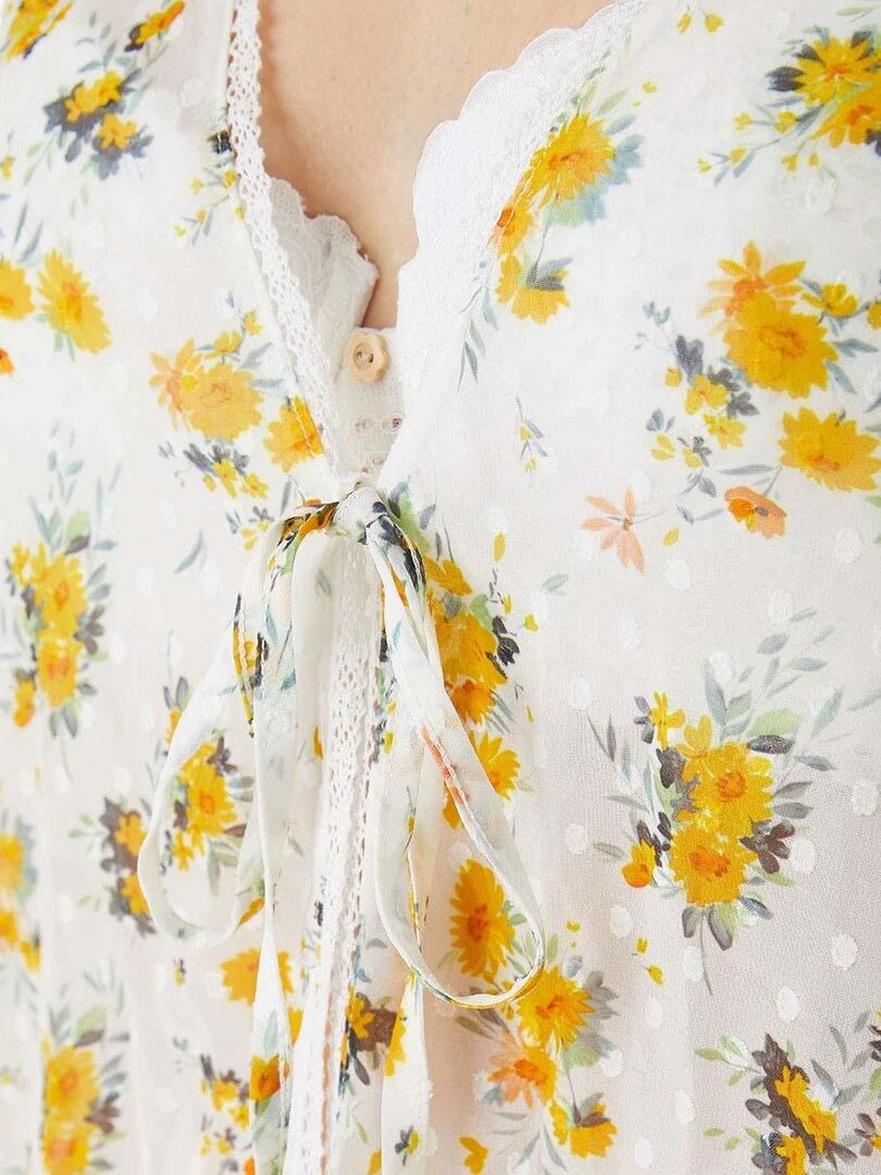 Kimono CONVENANCE   Brigitte Bardot   Blanc Jaune